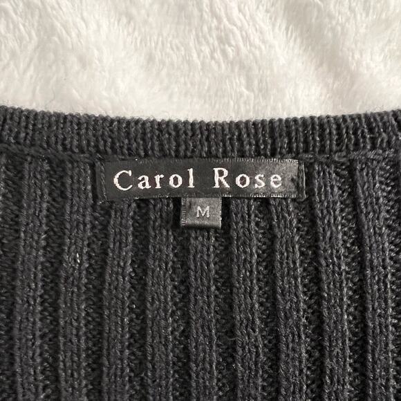 Carol Rose Black Knit Short Sleeve Top Size Medium - Picture 4 of 7